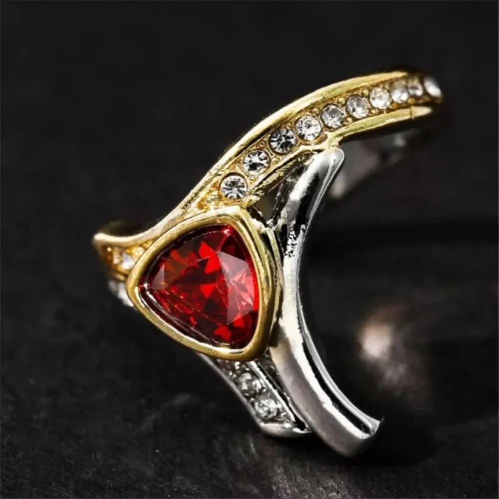 New S925 Sterling Silver 14K gold Two-Color Natural Ruby & White Sapphire Ring